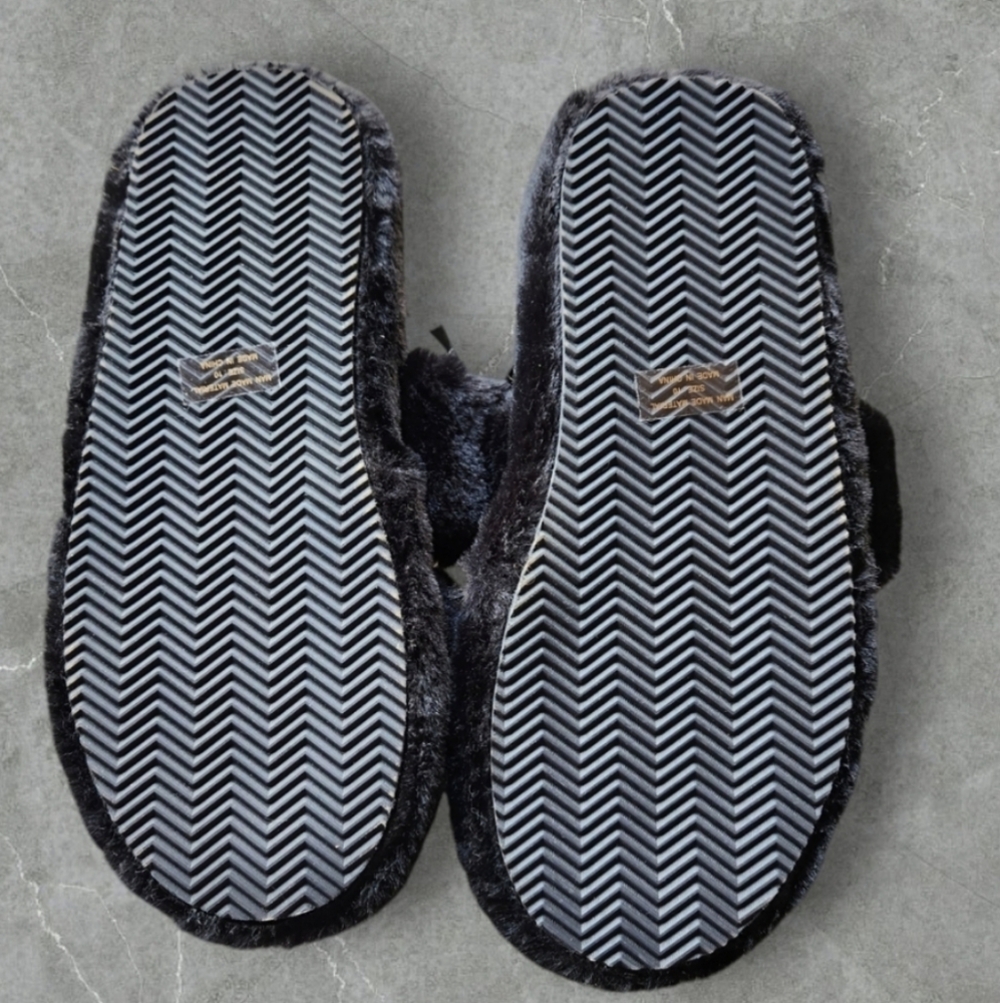 Black Faux Fur Platform Slippers - Picture 4 of 4